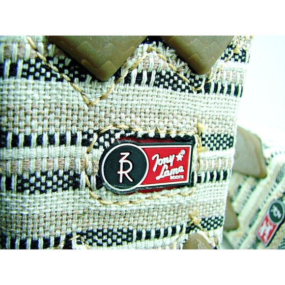 Womens Tony Lama Boots Canvas 3R Casual Slip On Shoes Tan Black Stripes 11B NWT - Picture 11 of 12